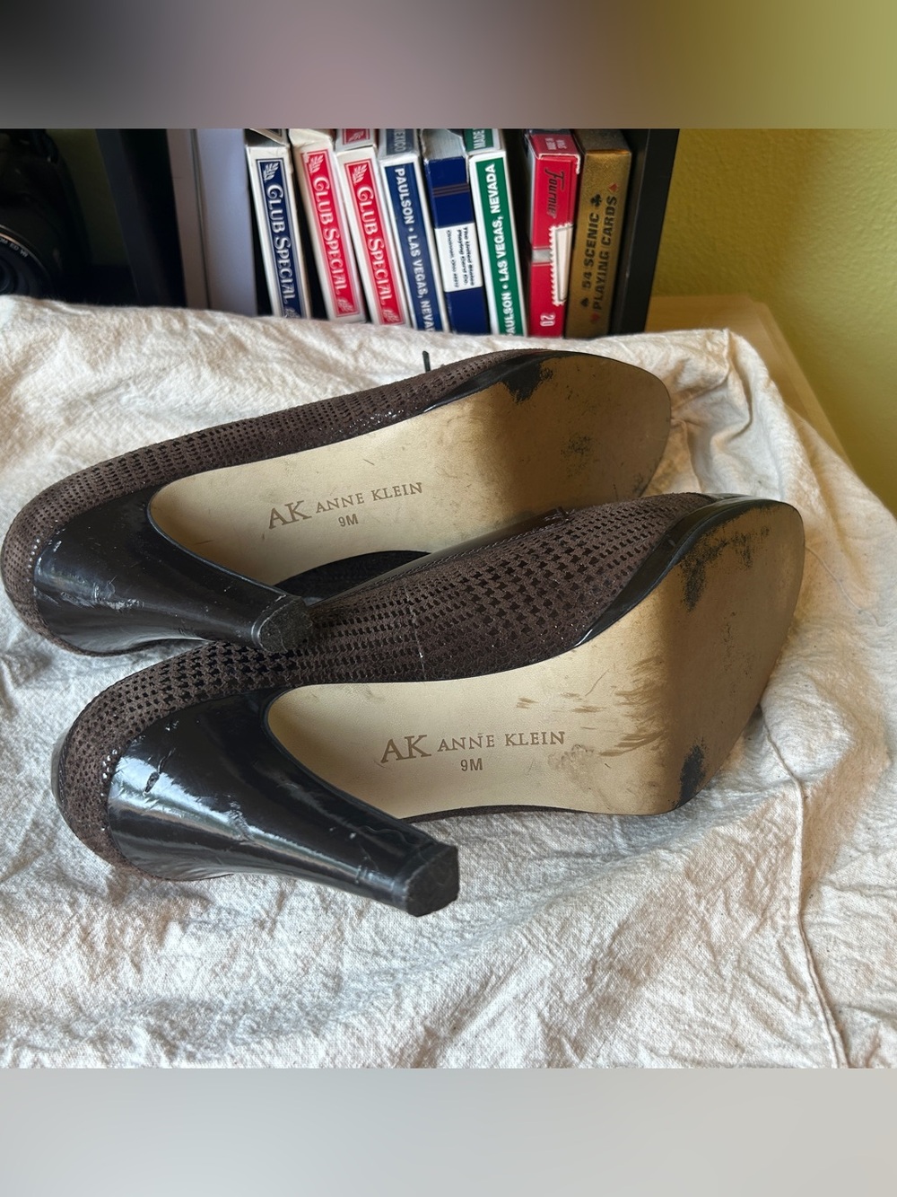 Anne Klein Dark Brown Patent Lace-Up Heeled Oxfords - Picture 4 of 4
